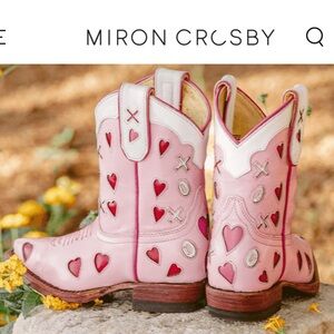 Miron Crosby pink little girl leather cowboy boots size 8
